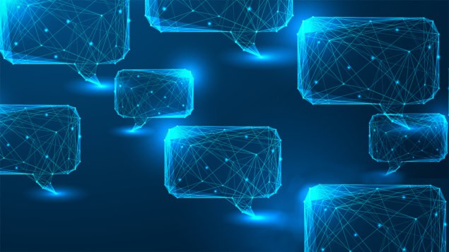 Illustration of a series of futuristic speech bubbles