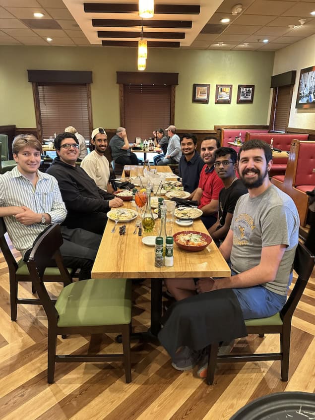 Researchers at dinner