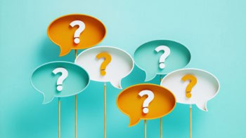 question marks in speech bubbles