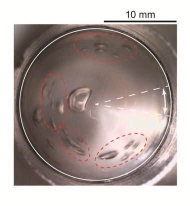 A photo of bubbles forming in a container