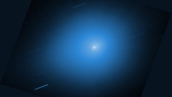 Small white dot with a blue halo. Interstellar comet 3I/ATLAS observed by the Hubble telescope