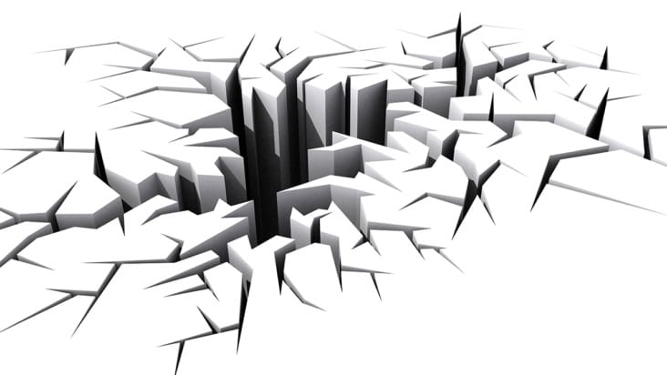 White cracked ground illustration in 3D