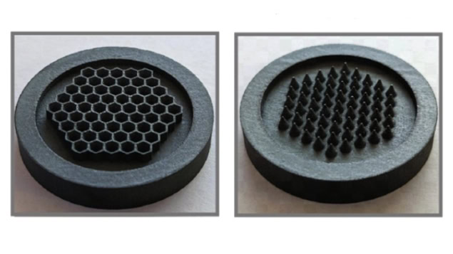 Photos of the two 3D surfaces that have been created for passive vacuum pumping