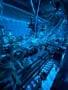 Photo of the vacuum chamber used in the experiment at the University of Vienna, bathed in a wash of blue light