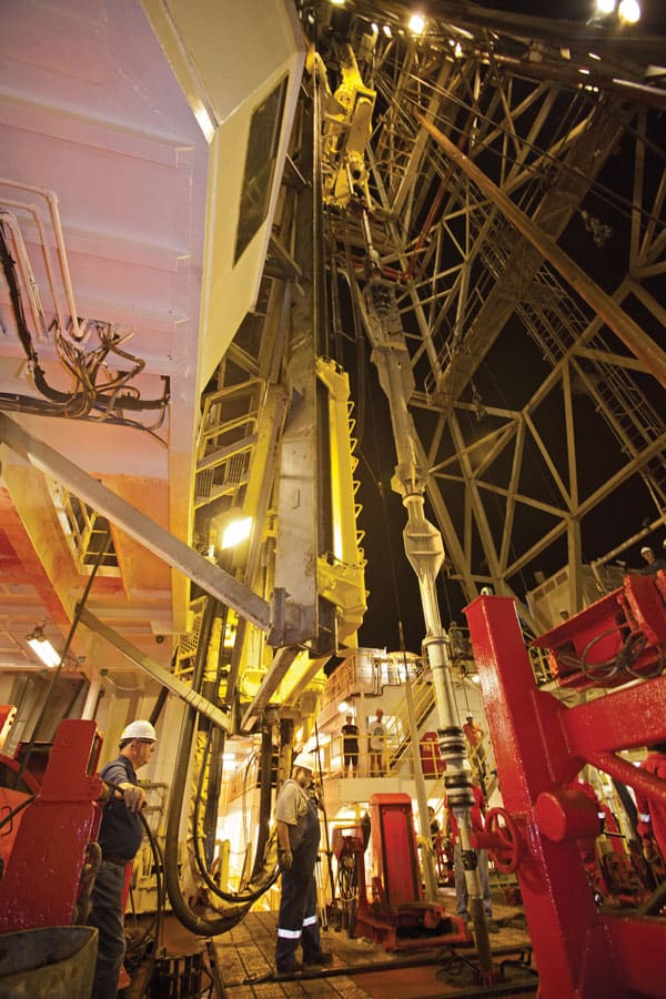 Large drill on an ocean vessel