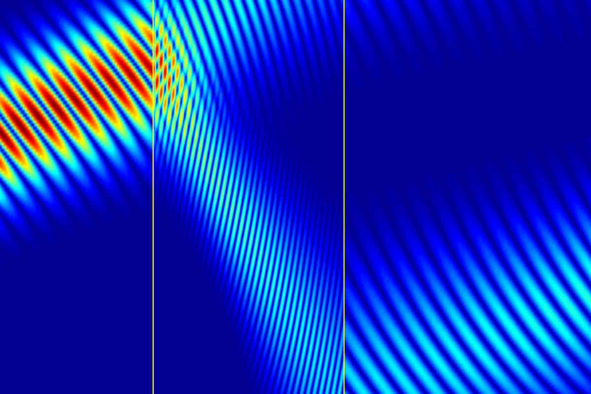 A computer simulation of a superlens material.