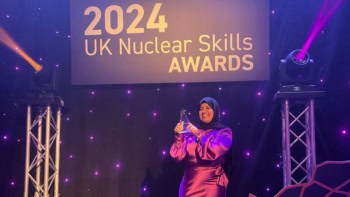 Natasha Khan collecting her UK Nuclear Skill award in 2024