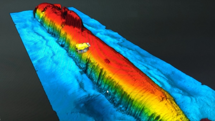 Sonar image of the stricken submarine