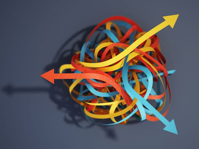 Tangled colourful arrows