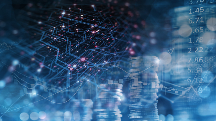 Illustration of quantum and business concepts