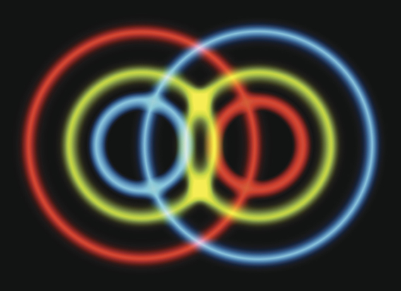 Artist's impression of interacting ions