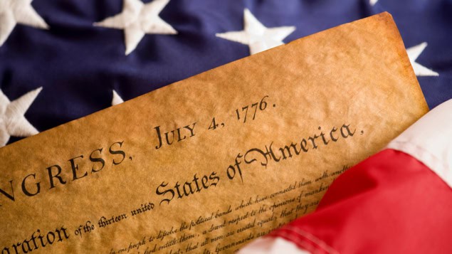 Declaration of Independence and the American Flag