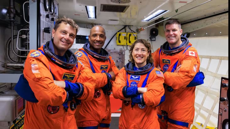 Artemis crew taking part in an integrated ground systems test at Kennedy Space Center in Florida