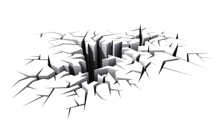 Cracked surface