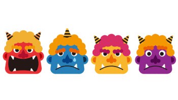 Four cartoon demons
