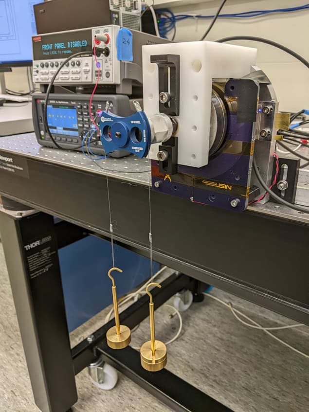 Lab bench with analogue and electronic devices for measuring torque