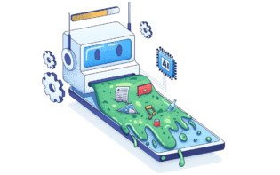 Cartoon illustration of AI slop