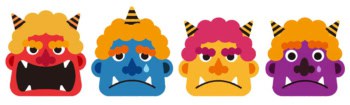 Four cartoon demons