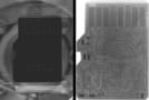 The inside of a memory card viewed in an X-ray image