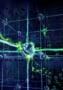 Illustration showing a cubic lattice of electrons glowing with an eerie green light