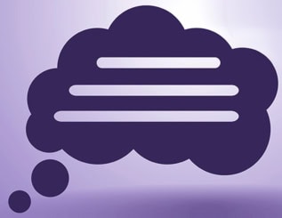 Illustration of thought bubble with lines of text