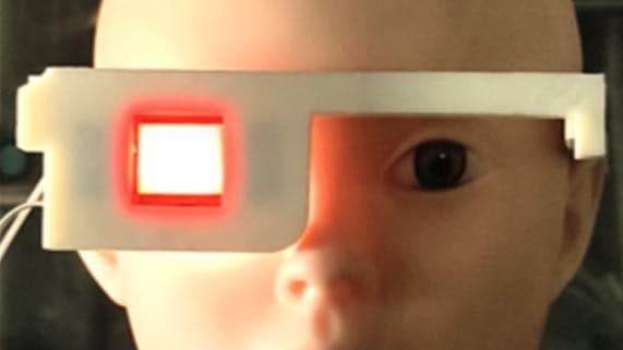 Photo of eyeglasses that allow the wearer to see infrared light in colour