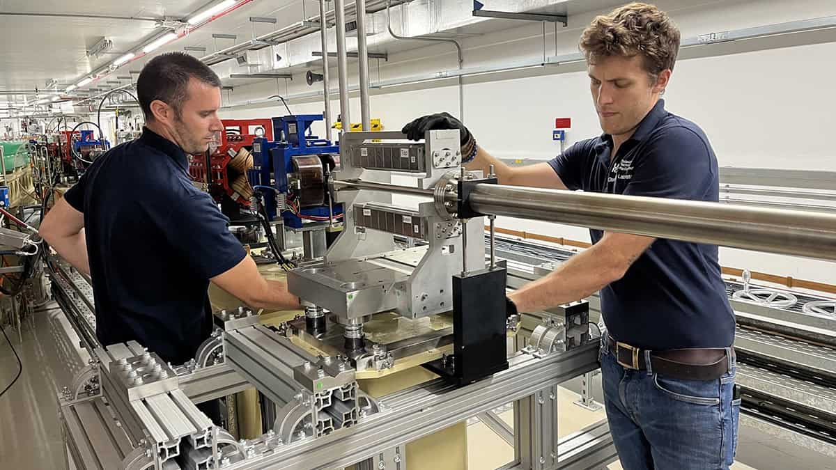 engineers are installing a ZEPTO magnet on the booster-to-storage-ring transfer line at the Diamond synchrotron facility in Oxfordshire