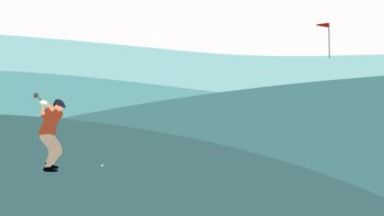 Person on golf course illustration