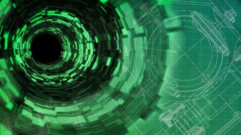 Green energy in particle accelerators concept illustration
