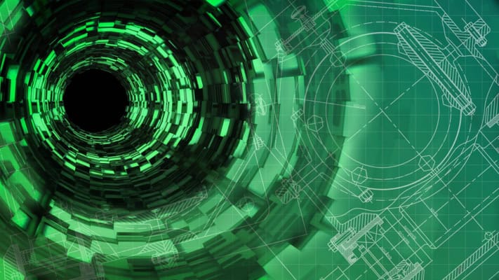 Green energy in particle accelerators concept illustration