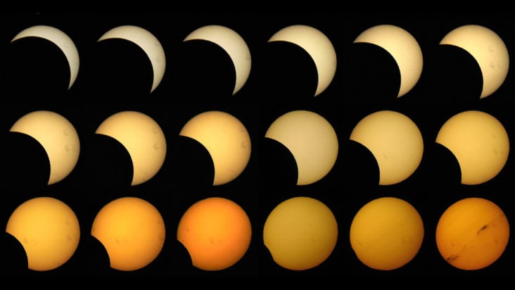 Photo montage of solar eclipse
