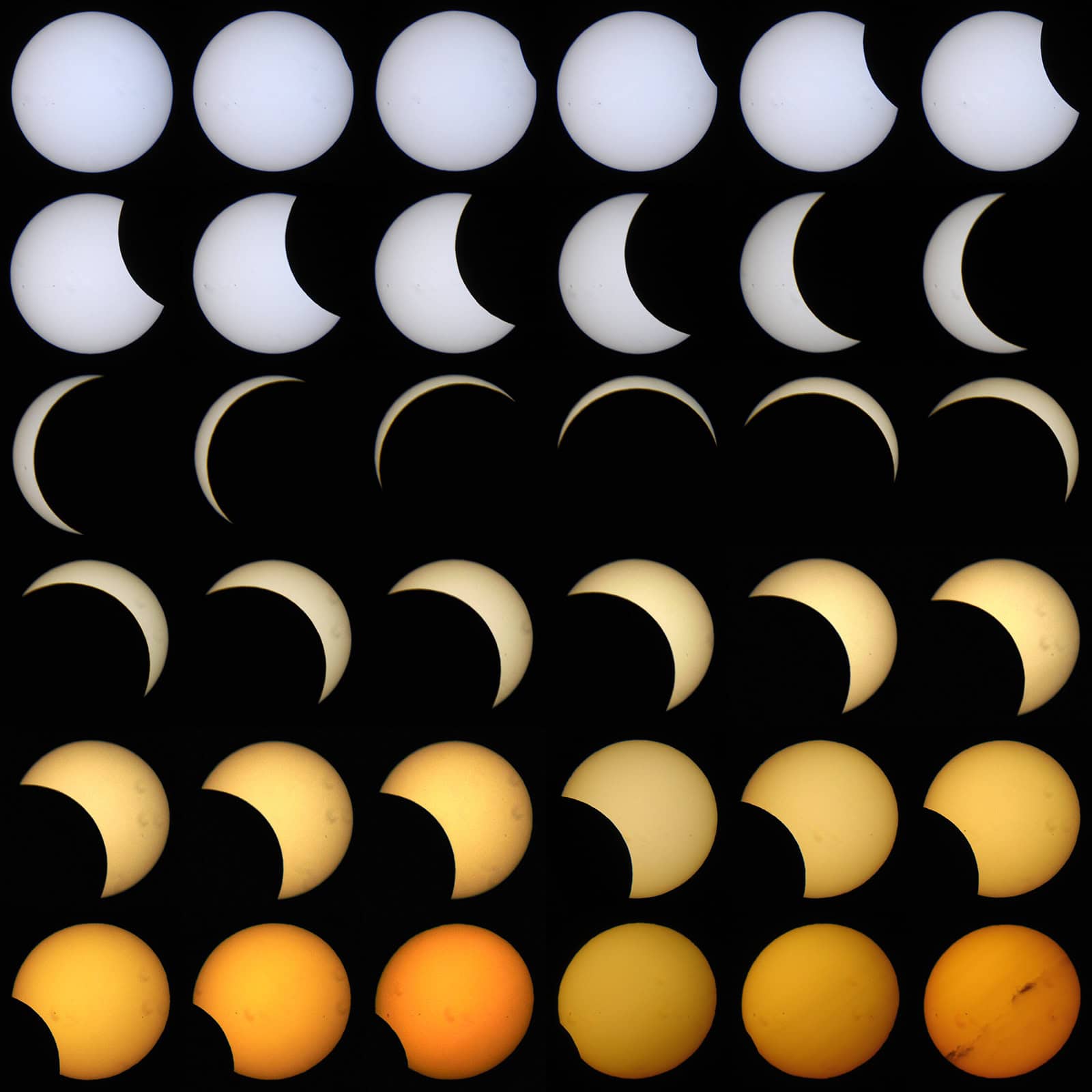 Photo montage of solar eclipse