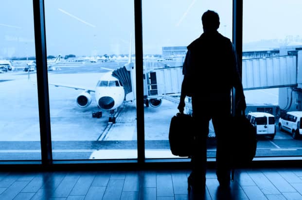 person waiting to board a plane