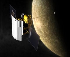 Artist's impression of MESSENGER orbiting Mercury