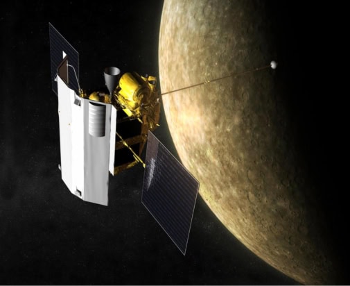 Artist's impression of MESSENGER orbiting Mercury