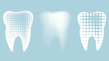 Illustration of three teeth with various textures