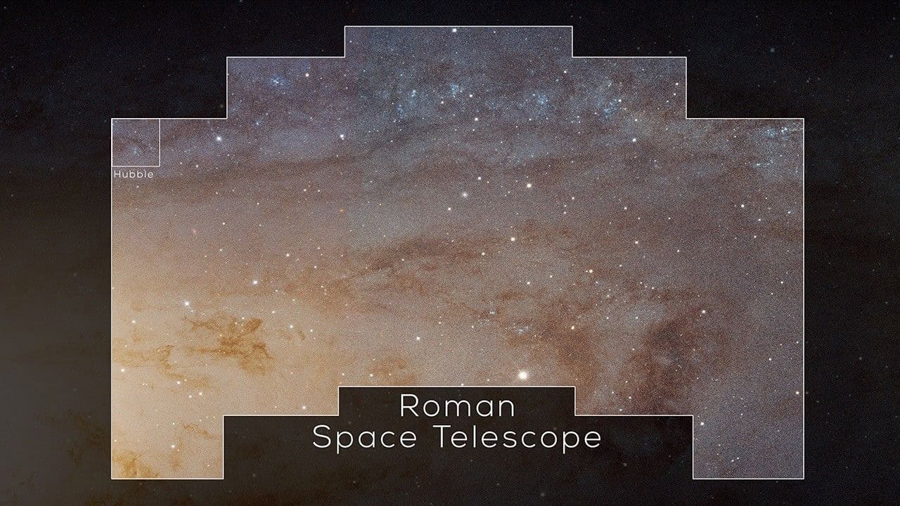 A field of view comparison between Hubble and the Roman telescopes