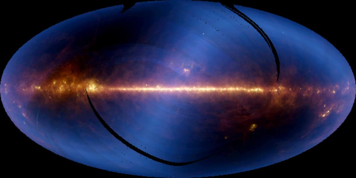 Image assembled from six months of data from the Infrared Astronomical Satellite or IRAS