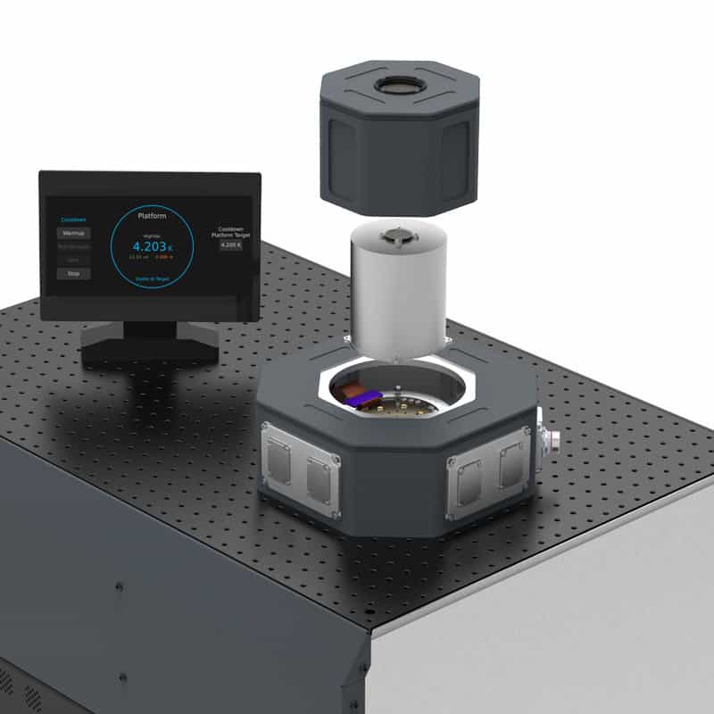 Cool stuff The new RapidCycle 100 EC cryostat from Montana Instruments, which can cool down from room temperature to 4 K within an hour and warm back up again just as fast. (Courtesy: Montana Instruments)