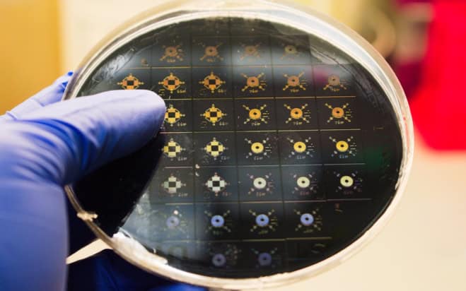 Microfluidic chips on a silicon wafer