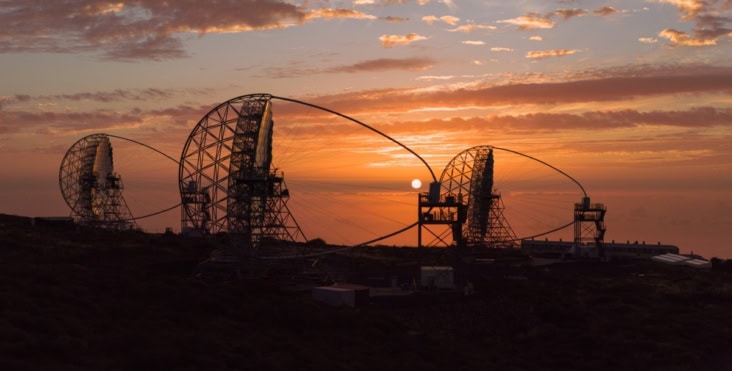 LST array in La Palma at sunset
