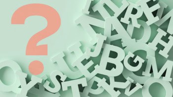 illustration of fallen scattered letters plus a question mark