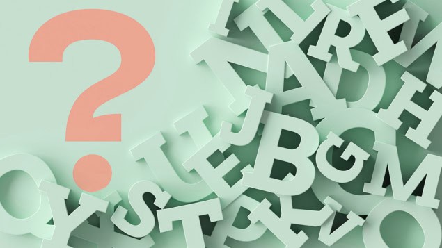 illustration of fallen scattered letters plus a question mark